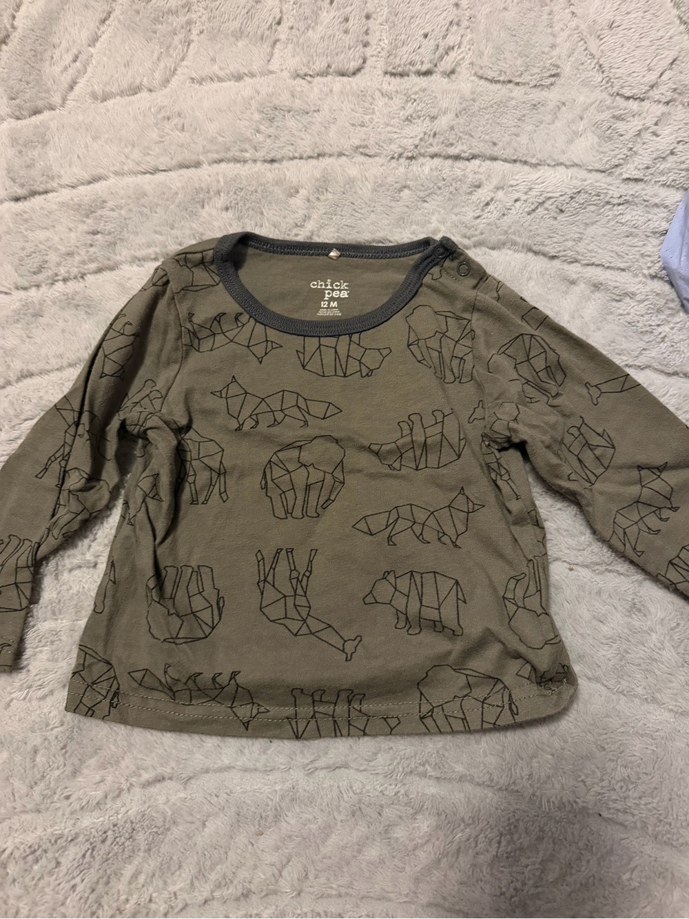 chick pea Olive Green Animal Print Long Sleeve Top